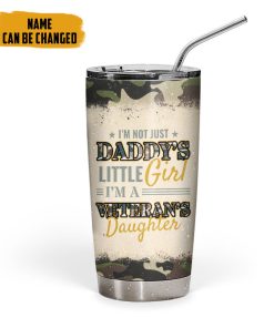 Gearhumans 3D Veterans Daughter Fathers Day Custom Name Tumbler