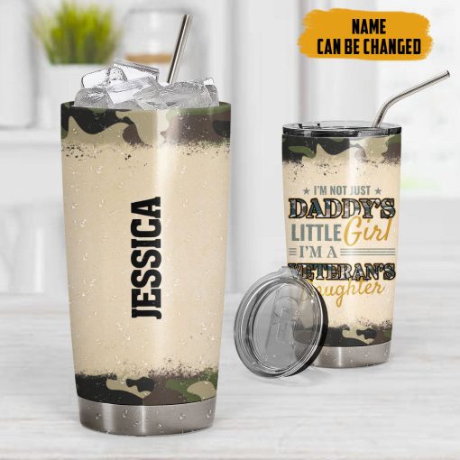 Gearhumans 3D Veterans Daughter Fathers Day Custom Name Tumbler