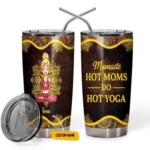 Gearhumans 3D Mamaste Hot Moms Do Hot Yoga Custom Name Tumbler - Image 3