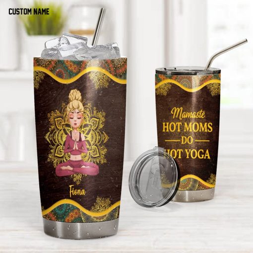 Gearhumans 3D Mamaste Hot Moms Do Hot Yoga Custom Name Tumbler - Image 5