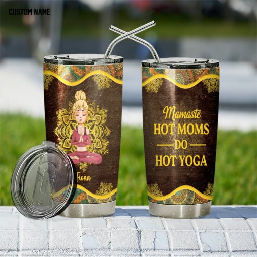 Gearhumans 3D Mamaste Hot Moms Do Hot Yoga Custom Name Tumbler - Image 4