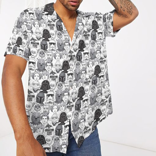 Gearhumans 3D S.W And Faces Black And White Ver Custom Hawaiian Shirt