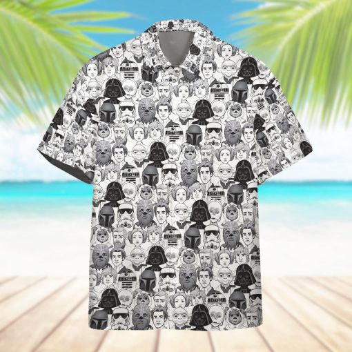 Gearhumans 3D S.W And Faces Black And White Ver Custom Hawaiian Shirt