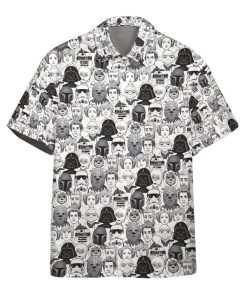 Gearhumans 3D S.W And Faces Black And White Ver Custom Hawaiian Shirt