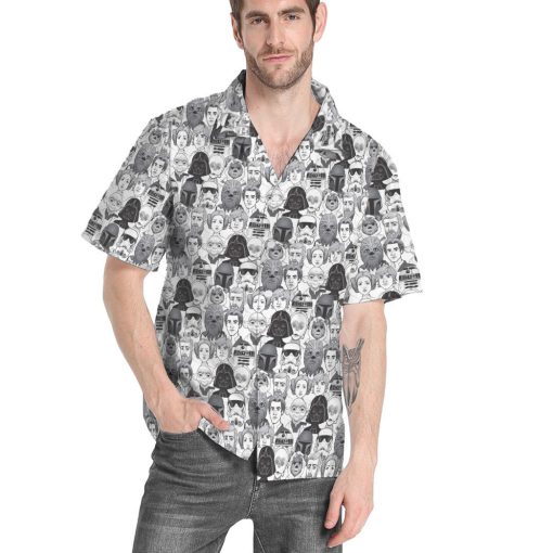 Gearhumans 3D S.W And Faces Black And White Ver Custom Hawaiian Shirt