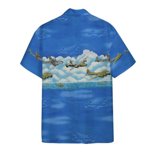 Gearhumans 3D Blue Aircrafts Custom Hawaii Shirt - Image 2