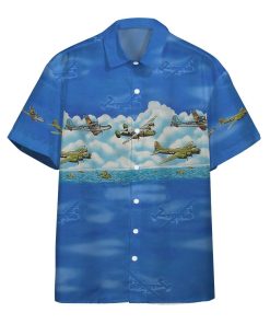Gearhumans 3D Blue Aircrafts Custom Hawaii Shirt