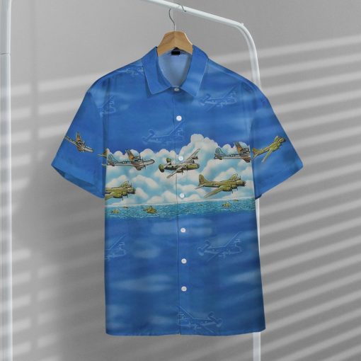 Gearhumans 3D Blue Aircrafts Custom Hawaii Shirt - Image 8