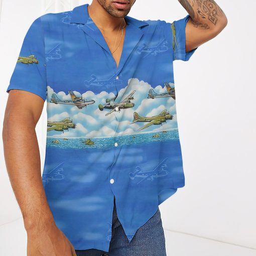 Gearhumans 3D Blue Aircrafts Custom Hawaii Shirt - Image 3