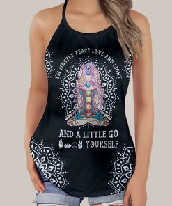 Gearhumans 3D I'm Mostly Peace Love And Light Mandala White Custom Cross Tank Top