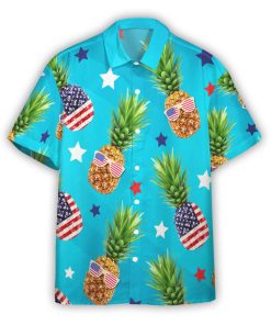 Gearhumans 3D Pineapples Wear Glasses 4th Of July Custom Hawaiian Shirt