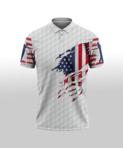 Gearhumans 3D Golf USA Flag Polo Custom Polo Shirt