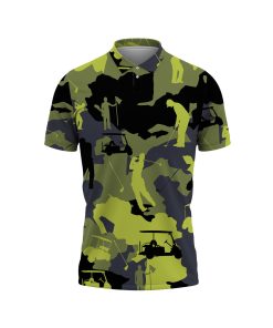 Gearhumans 3D Yellow Camo Golf Custom Polo Shirt