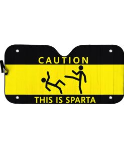 Gearhumans 3D Caution This Is Sparta Auto Sunshade