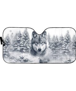 Gearhumans 3D Wolf Snow Car Auto Sunshade