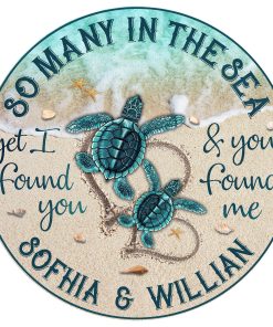 Gearhumans 3D So Many In The Sea Turtle Custom Name Round Rug
