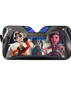 Gearhumans 3D Coraline Button Eyed Family Custom Car Auto Sunshade