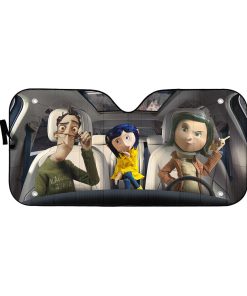 Gearhumans 3D Coraline Family Custom Car Auto Sunshade