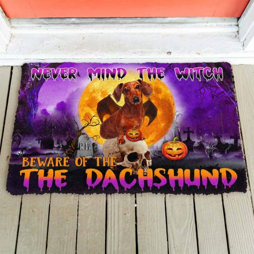 Gearhumans 3D Beware Of Halloween Vampire Dachshund Custom Doormat 3 Gearhumans 3D Beware Of Halloween Vampire Dachshund Custom Doormat - Image 2