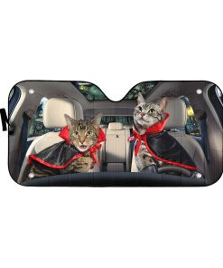 Gearhumans 3D Halloween American Shorthair Cats Vampire Custom Car Auto Sunshade