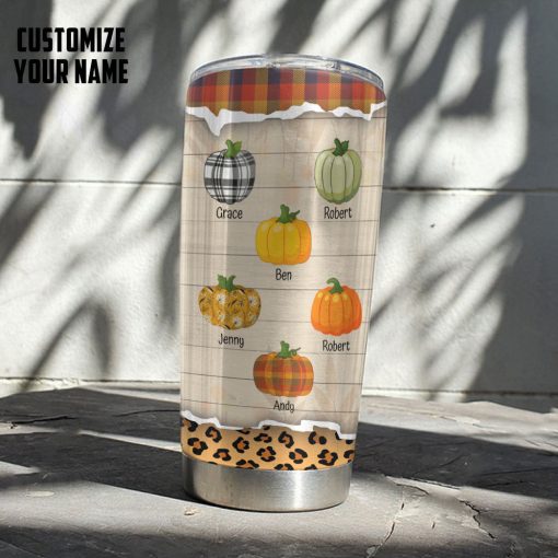 Gearhumans 3D Grandparents Day Grandmas Little Pumpkins Custom Name Design Vacuum Insulated Tumbler - Image 7