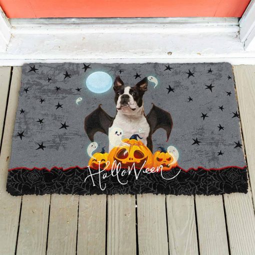 Gearhumans 3D Halloween Vampire Boston Terrier Custom Doormat - Image 2