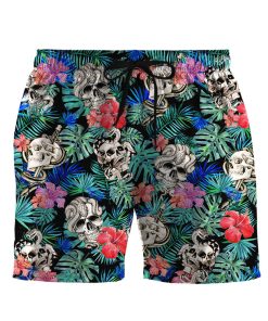 Gearhumans 3D Skull Lover Tattoo Pattern Custom Beach Short