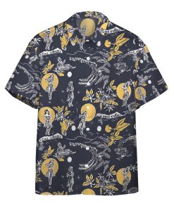 Gearhumans 3D Jay Hernandez Hula Moon Navy Retro From The Magnum PI Reboot Custom Hawaii Shirt