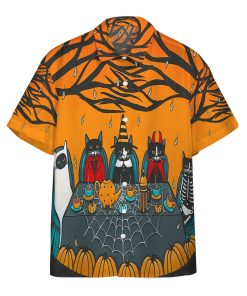 Gearhumans 3D Happy Halloween Tea and Coffee Party Black Cats Custom Short Sleeves Shirt