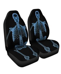 Gearhumans 3D Halloween Skeleton Custom Car Seat Covers