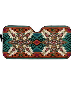 Gearhumans 3D Red Style Native American Car Auto Sunshade