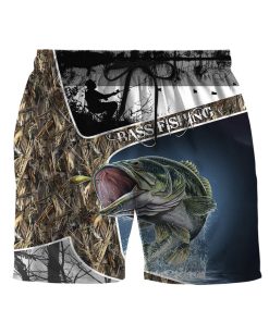 Gearhumans 3D Bass Fishing Skin Camo Custom Beach Short