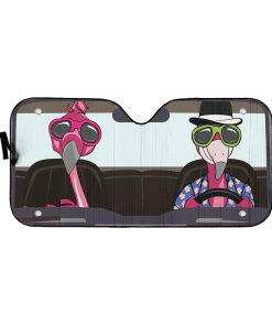 Gearhumans 3D Flamingo Couple Custom Car Auto Sunshade