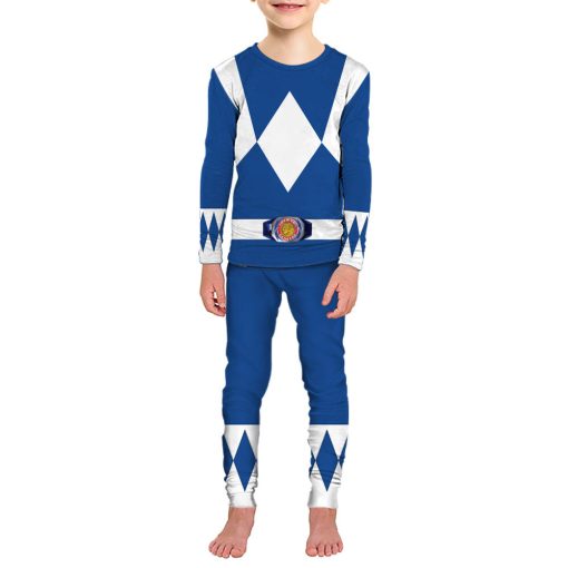 Gearhumans 3D Mighty Morphins Power Ranger Blue Custom Family Pajamas - Image 2