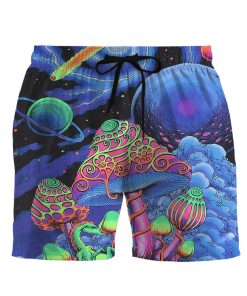 Gearhumans 3D Trippy Cosmic Shrooms Hippie Vibe Custom Men Short