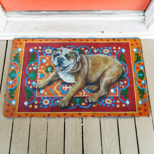 Gearhumans 3D Happy Bulldog Custom Doormat