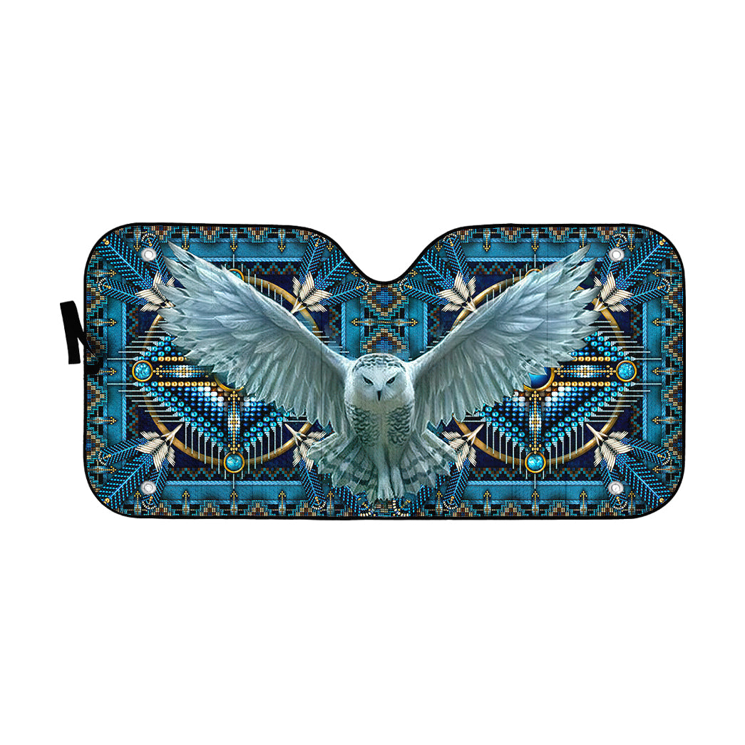 Gearhumans 3D Owl Native American Car Auto Sunshade 1 Gearhumans 3D Owl Native American Car Auto Sunshade