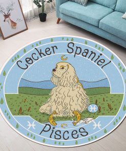 Gearhumans 3D Cocker Spaniel Dog Pisces Zodiac Sign Custom Round Rug