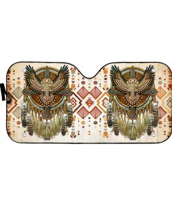 Gearhumans 3D Gold Owl Native American Car Auto Sunshade