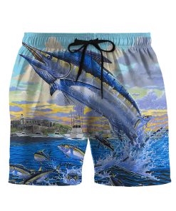 Gearhumans 3D BLue Marlin Custom Men Short