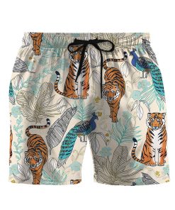 Gearhumans 3D Tiger And Peacock Tropical Custom Hawaii Short
