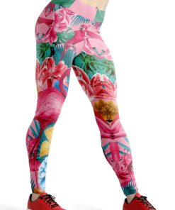 Gearhumans 3D Flamingo and Tropical Garden Custom Leggings