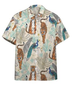 Gearhumans 3D Tiger And Peacock Tropical Custom Hawaii Shirt