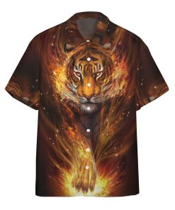 Gearhumans 3D Fire Tiger Custom Hawaii Shirt