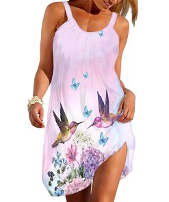 Gearhumans 3D Dreamy Hummingbird Couple Custom Beach Dress
