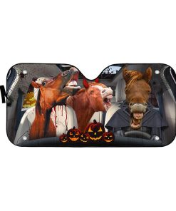 Gearhumans 3D Halloween Horses Family Custom Car Auto Sunshade
