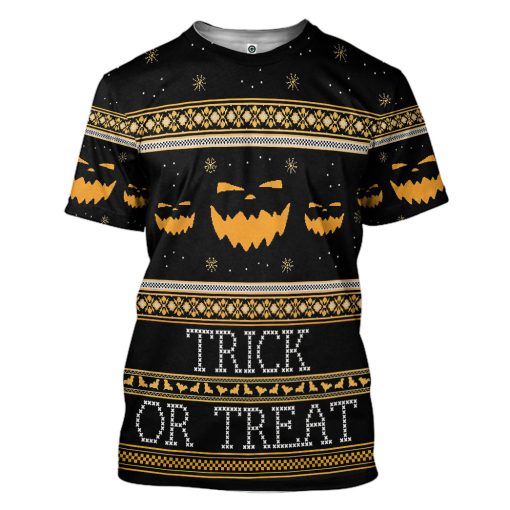 Gearhumans 3D Ugly Halloween Trick Or Treat Custom Hoodie Tshirt Apparel - Image 3