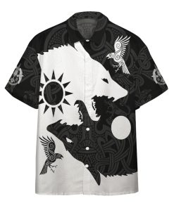 Gearhumans 3D Yin Yang Wolf And Raven Custom Hawaii Shirt