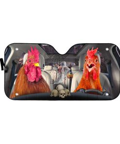 Gearhumans 3D Halloween Chicken Rooster Custom Car Auto Sunshade