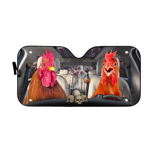 Gearhumans 3D Halloween Chicken Rooster Custom Car Auto Sunshade